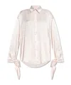 Balenciaga Monogram-jacquard Tied-cuff Shirt In Pink