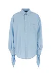 Balenciaga Women Embroidered Viscose Blend Oversize Shirt In Blue