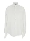 Balenciaga Oversize Cotton Shirt With Knotted Details In White