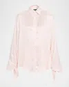 Balenciaga Knotted-cuff Silk Jacquard Button-down Blouse