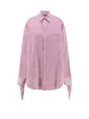 Balenciaga Striped Long Sleeve Top For Casual Wear In Pink