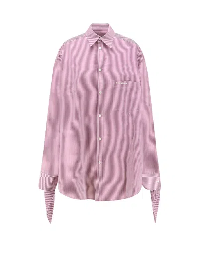 Balenciaga Striped Long Sleeve Top For Casual Wear In Pink