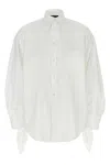 Balenciaga Oversize Cotton Shirt With Knotted Details In White