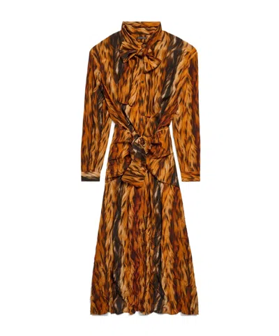 Balenciaga Knotted Dress In Brown
