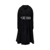 Balenciaga L-blend Cloth Coat With Belt In Black