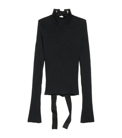 BALENCIAGA LACE-BACK FITTED ROLLNECK