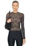 Balenciaga Lace Crewneck Top In Beige & Black