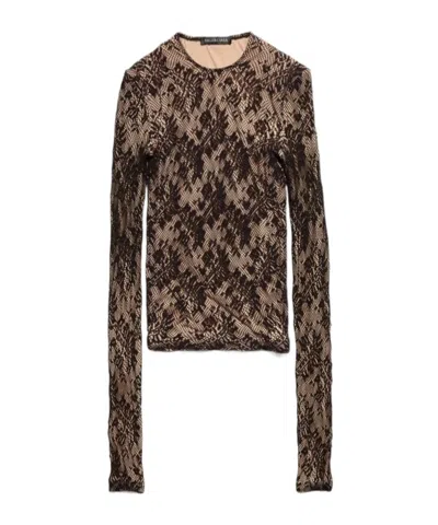 Balenciaga Lace Effect Long-sleeved Top In Multicolor