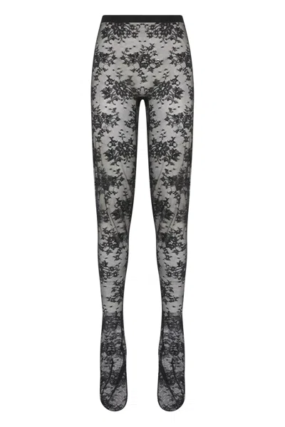 Balenciaga Lace Floral Stockings In Black