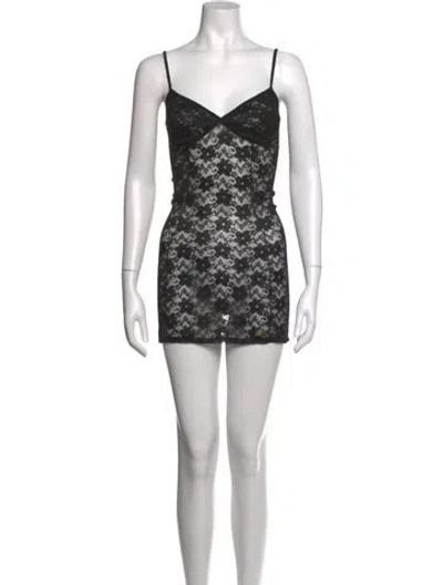 Pre-owned Balenciaga Lace Mini Dress In Black