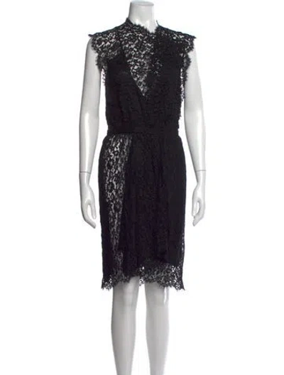 Pre-owned Balenciaga Lace Pattern Midi Length Dress In Black