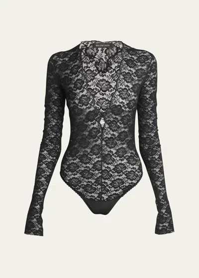 Balenciaga Lace Bodysuit In Noir