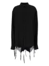 Balenciaga Lingerie Black Sirt With Button-down Collar And Lingerie Detail On The Hem In Tech Fabric Woman