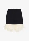 Balenciaga Lace-trimmed Wool Mini Skirt In Black