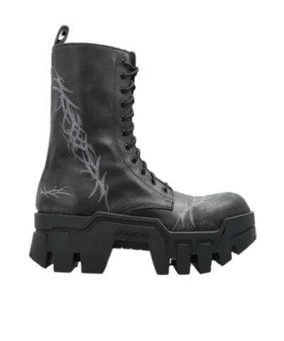 Balenciaga Lace-up Ankle Boots In Black