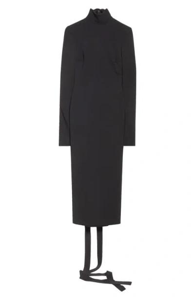 Balenciaga Lace-up Back Long Sleeve Jersey Dress In 1000 Black