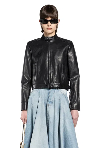 Balenciaga Lace-up Biker Jacket In Black