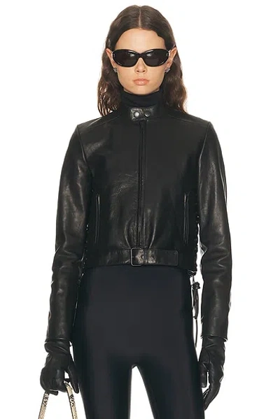 Balenciaga Lace Up Biker Jacket In Black