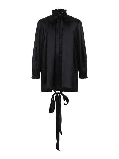 Balenciaga Lace Up Blouse In Black