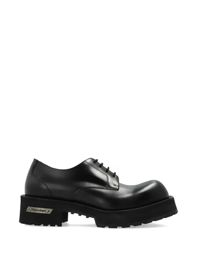 Balenciaga Denom Derby Shoes In Calfskin Leather Men In Black