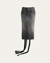 Balenciaga Women Denim Skirt With Laces Interwining
