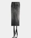 Balenciaga Women Denim Skirt With Laces Interwining