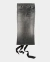 Balenciaga Denim Skirt With Laces Interwining In Multi