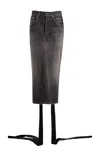 Balenciaga Women Denim Skirt With Laces Interwining In Grey