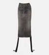 Balenciaga Women Denim Skirt With Laces Interwining In Grey