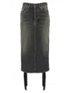 Balenciaga Denim Skirt With Laces Interwining In Multi