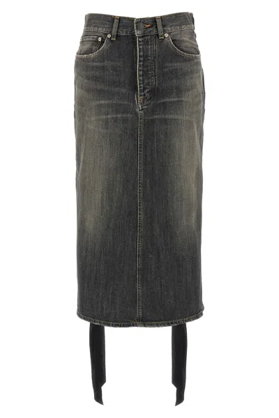 Balenciaga 'lace Up' Denim Skirt In Gray