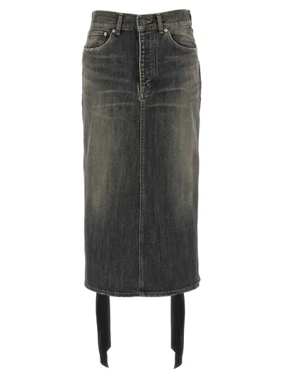 Balenciaga 'lace Up' Denim Skirt In Green