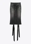 Balenciaga Denim Skirt With Laces Interwining In Black
