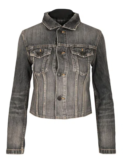 Balenciaga Lace-up Jacket Jackets Grey In Black