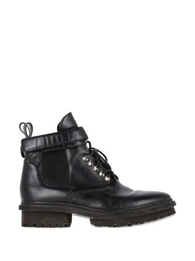 Pre-owned Balenciaga Lace-up Leather Combat Boots In Black