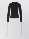 Balenciaga Lace-up Long Sleeve Cotton T-shirt In Blue