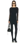 Balenciaga Lace Up Long Sleeve Dress In Black
