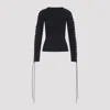 Balenciaga Lace-up Long Sleeve Cotton T-shirt In Black