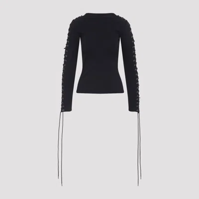 BALENCIAGA LACE-UP LONG SLEEVES T--SHIRT