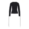 Balenciaga Lace-up Long Sleeve Cotton T-shirt In Black