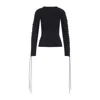 Balenciaga Lace-up Long Sleeve Cotton T-shirt In Black