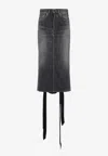 Balenciaga Denim Skirt With Laces Interwining