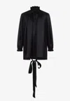 Balenciaga Silk Blouse With Decorative Tie At Neckline In Black