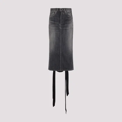 Balenciaga Skirt With Laces In Smoky Grey Denim Women In Gray