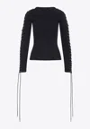 Balenciaga Lace-up Long Sleeve Cotton T-shirt In Black