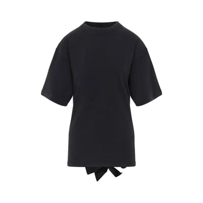 Balenciaga Lace Up Back Bow Detail T-shirt In Black