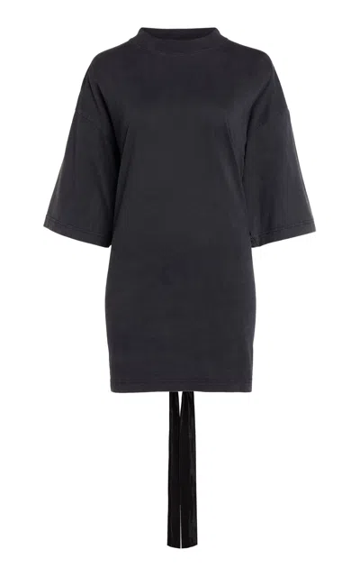 Balenciaga Lace-up Washed-jersey T-shirt In Black