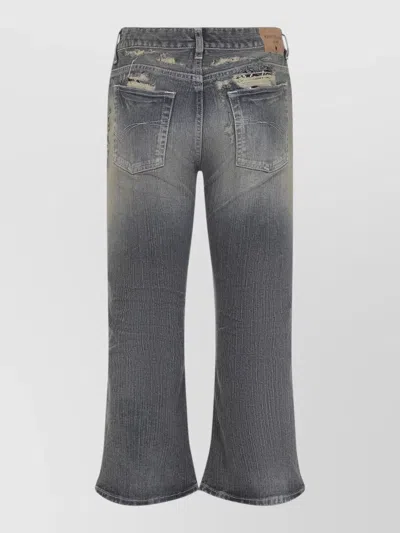 Balenciaga Laced Flared Capri Trousers Belt Loops In Gray