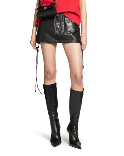 Balenciaga Laced-up Mini Skirt In Black