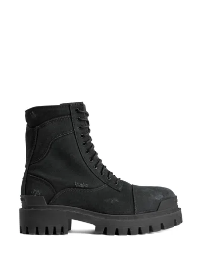 Balenciaga Lace-up Combat Boots In Blue